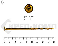 Саморезы с прессшайбой Torx, по дереву, желтый цинк   6.0х180 мм (100 шт)